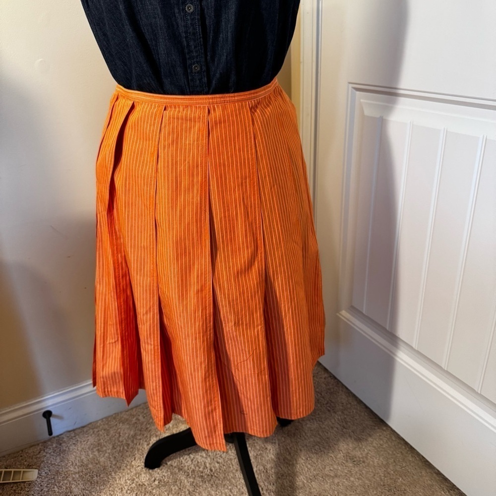 Express Orange Pleated Skirt